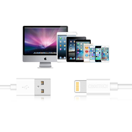 Choetech kabel przewód MFI USB - Lightning 1,2m biały (IP0026 white)