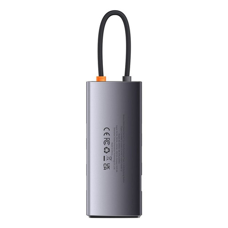 Baseus Metal Gleam Series stacja dokująca HUB 7 w 1 USB Typ C - 1 x HDMI / 1 x VGA / 3 x USB 3.2 Gen. 1 / 1 x Power Delivery / 1 x RJ-45 Ethernet szary (WKWG040013)