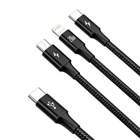 BASEUS RAPID 3IN1 TYPE-C & LIGHTNING & MICRO-USB CABLE PD20W 150CM BLACK