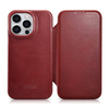 iCarer CE Oil Wax Premium Leather Folio Case Leather Case for iPhone 14 Pro Flip Magnetic MagSafe Red (AKI14220706-RD)