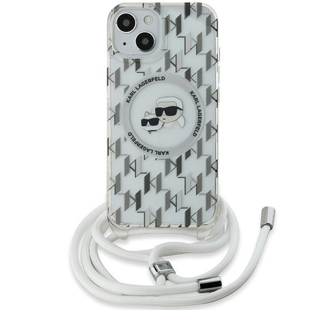 Karl Lagerfeld KLHMP15SHCKCKLCT iPhone 15 / 14 / 13 6.1" transparent hardcase IML Crossbody Monogram Karl & Choupette Head MagSafe