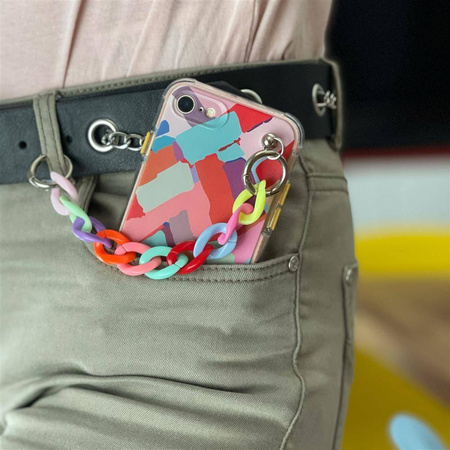 Color Chain Case żelowe elastyczne etui z łańcuchem łańcuszkiem zawieszką do iPhone 13 Pro wielokolorowy (4)