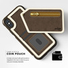 Zizo Nebula Wallet Case - Skórzane etui iPhone X z kieszeniami na karty + saszetka na zamek + szkło 9H na ekran (Dark Brown/Brown)