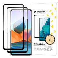 Wozinsky 2x Tempered Glass Full Glue Super Tough Screen Protector Full Coveraged with Frame Case Friendly for Xiaomi Redmi Note 10 Pro black