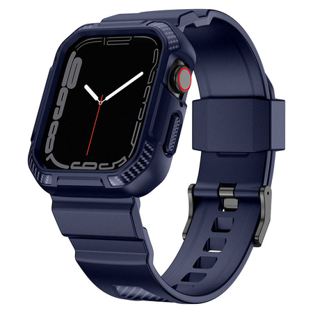 Kingxbar CYF106 2in1 Armored Case for Apple Watch SE, 8, 7, 6, 5, 4, 3, 2, 1 (41, 40, 38 mm) with Strap Blue