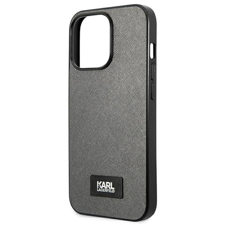 Original Case IPHONE 13 PRO MAX Karl Lagerfeld Hardcase Saffiano Plaque (KLHCP13XSFMP2DG) silver