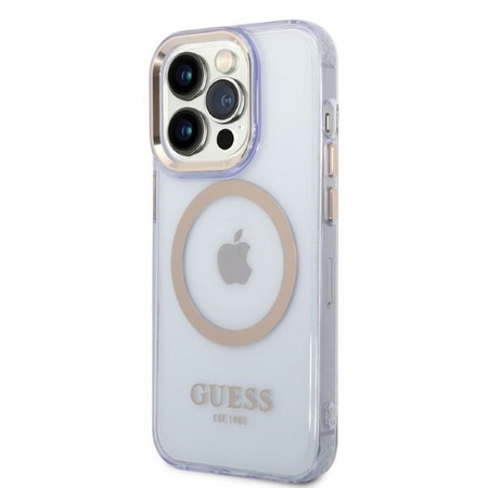 Guess GUHMP14LHTCMU iPhone 14 Pro 6.1&quot; purple/purple hard case Gold Outline Translucent MagSafe