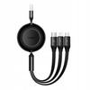 Baseus Bright Mirror 2 retractable cable 3in1 USB Type A - micro USB + Lightning + USB Type C 66W 1.1m black (CAMJ010101)