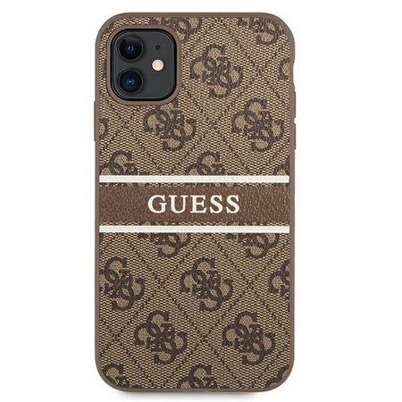 Guess GUHCN614GDBR iPhone 11 6,1" brązowy/brown hardcase 4G Stripe