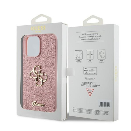 Guess GUHCP15LHG4SGP iPhone 15 Pro 6.1&quot; pink/pink hardcase Glitter Script Big 4G