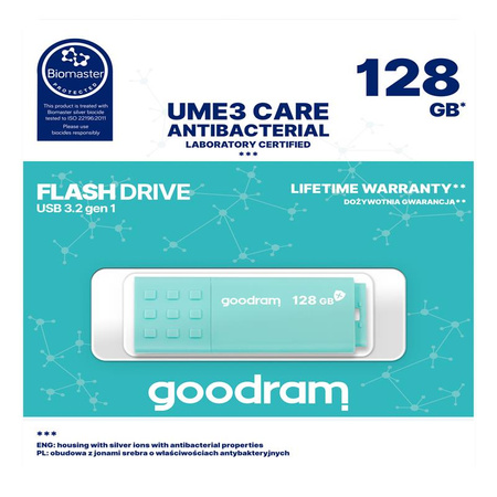 Goodram pendrive 128GB USB 3.0 UME3 Care jasnozielony