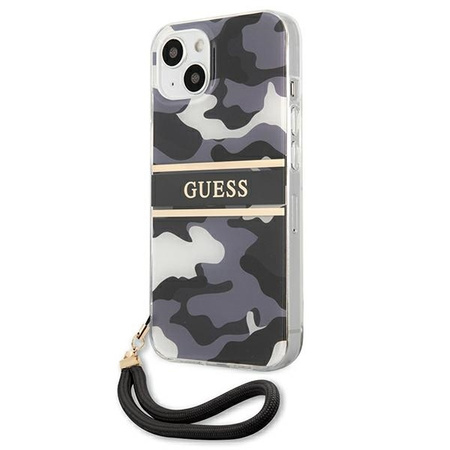 Guess nakładka do iPhone 13 Mini 5,4&quot; GUHCP13SKCABBK czarny hard case Camo Strap Collection