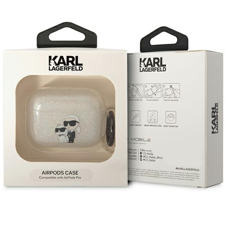 Original Case APPLE AIRPODS PRO Karl Lagerfeld Gliter Karl&Choupette (KLAPHNKCTGT) transparent