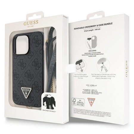 Original Handyhülle IPHONE 13 PRO Guess Hardcase Crossbody 4G Metal Logo (GUHCP13LP4TDSCPK) schwarz