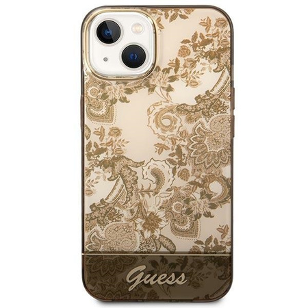 Original Case IPHONE 14 Guess Hardcase Porcelain Collection (GUHCP14SHGPLHC) gold