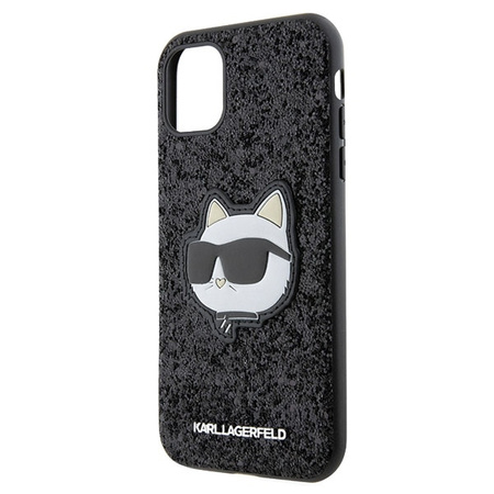 Karl Lagerfeld KLHCN61G2CPK iPhone 11 / Xr 6,1&quot; schwarz/schwarzes Hartschalenetui mit glitzerndem Choupette-Patch