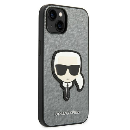 Karl Lagerfeld Saffiano Karl Head Patch Case – Etui iPhone 14 Plus (srebrny)