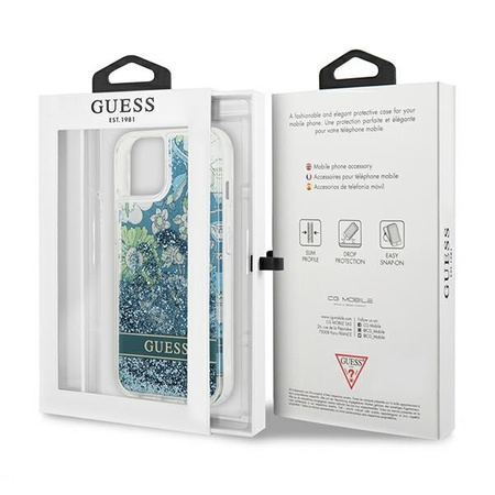 Guess GUHCP13MLFLSN iPhone 13 6.1 &quot;green / green hardcase Flower Liquid Glitter