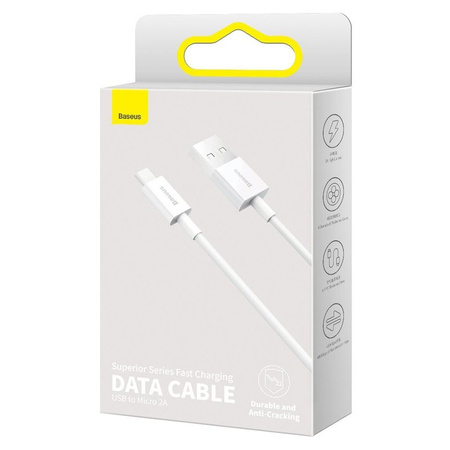 Baseus Superior kabel przewód USB - micro USB do szybkiego ładowania 2A 1m biały (CAMYS-02)