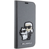 Karl Lagerfeld KLBKP14SSANKCPG iPhone 14 6.1" bookcase srebrny/silver Saffiano Karl & Choupette