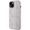 Oryginalne Etui IPHONE 13 / 14 / 15 Guess Hardcase 4G Printed Stripes MagSafe (GUHMP15SP4RPSP) różowe