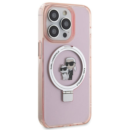 Karl Lagerfeld KLHMP15LHMRSKCP iPhone 15 Pro 6.1&quot; pink/pink hardcase Ring Stand Karl&amp;Choupette MagSafe