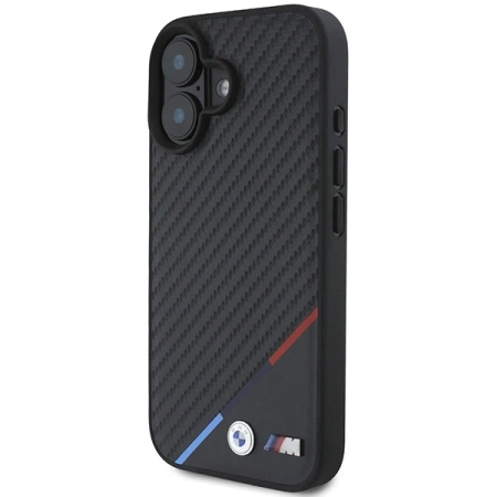 BMW M Carbon Tricolor Line MagSafe iPhone 16 Case - Black