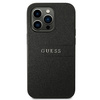 Guess Saffiano Metal Logo Stripes - Etui iPhone 14 Pro (czarny)