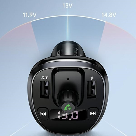 USAMS Zestaw głośnomówiący C21 z transmiterem FM, Bluetooth 5.0, MP3, 2xUSB 3,4A czarny/black CC115GC01 (US-CC115)