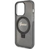 Guess Ring Stand Script Glitter MagSafe case for iPhone 15 Pro - black