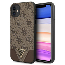 Guess nakładka do iPhone 11 GUHCN61PU4GHBR brązowa hard case 4G Triangle Collection