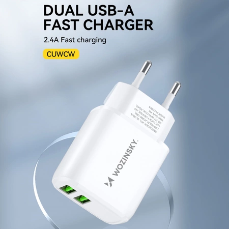 Wozinsky CUWCW 2.4A 2 x USB-A wall charger - white