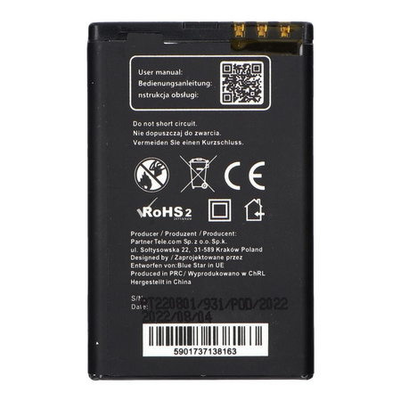 Bateria do Nokia 5800 XM/C3-00/N900/X6/5230/Lumia 520/525 1350 mAh Li-Ion Blue Star PREMIUM