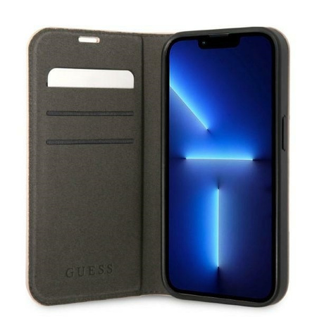 Guess 4G Metal Camera Outline Booktype Case - Etui iPhone 14 Plus (różowy)