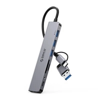 HUB input 2w1: USB-A/USB-C / output: 3x USB-A 2.0 + 1x USB-A 3.0 + 1x USB-C 2.0 + 1x 3,5mm Audio & Microphone + 2x TF&SD przewód 0,17M - szary