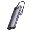 Baseus Metal Gleam Series stacja dokująca HUB 7 w 1 USB Typ C - 2 x HDMI /  3 x USB 3.2 Gen. 1 / 1 x Power Delivery / 1 x RJ-45 Ethernet szary (WKWG040113)