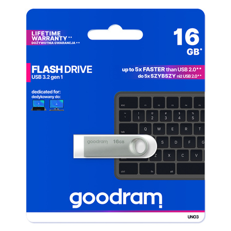 Pendrive GOODRAM UNO3 -  16GB USB 3.2 gen 1 Srebrny