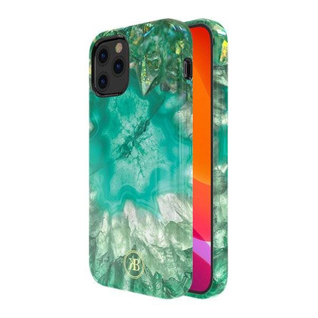 Kingxbar Agate Series eleganckie etui pokrowiec z nadrukiem agat iPhone 12 mini zielony