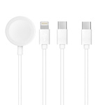 Kabel Typ C 3w1 do iPhone Lightning 8-pin + Typ C 2A + Apple Watch 3W 1A C3169 biały