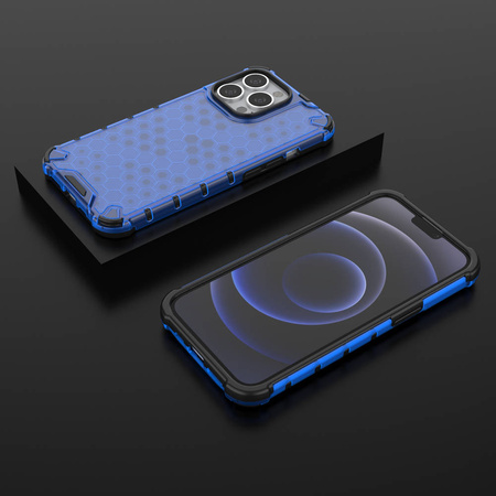 Honeycomb Case armor cover with TPU Bumper for iPhone 13 Pro blue