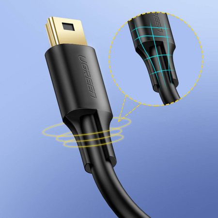 Ugreen 5 pin gold-plated USB cable - mini USB 0.25m black (US132)