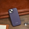 iCarer CE Premium Leather Folio Case iPhone 14 Plus Magnetic Flip Leather Folio Case MagSafe Dark Purple (WMI14220715-DP)