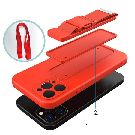 Rope case gel TPU airbag case cover with lanyard for Samsung Galaxy S21 Ultra 5G red