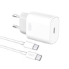 XO ładowarka sieciowa L91 PD 25W 1x USB-C biała + kabel USB-C - USB-C