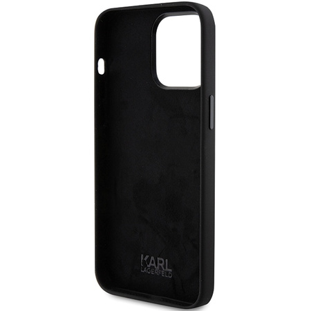 Karl Lagerfeld Silicone Choupette Metal Pin case for iPhone 15 Pro Max - black