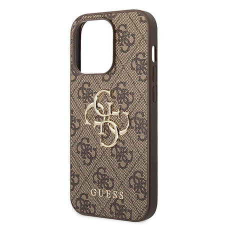 Etui Guess 4G Big Metal Logo do iPhone 15 Pro - brązowe