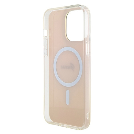 Original Handyhülle APPLE IPHONE 15 PRO MAX Guess Hardcase IML Iridescent MagSafe (GUHMP15XHITSP) rosa