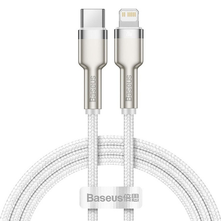 Baseus Cafule Metal Data kabel USB Typ C - Lightning 20 W Power Delivery 1 m biały (CATLJK-A02)