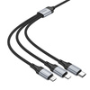 HOCO kabel 3w1 USB A do Lightning / Micro USB / Typ C 2,4A X102 1 m czarny