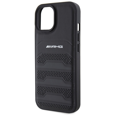 Etui AMG Leather Debossed Lines do iPhone 15 Plus - czarne